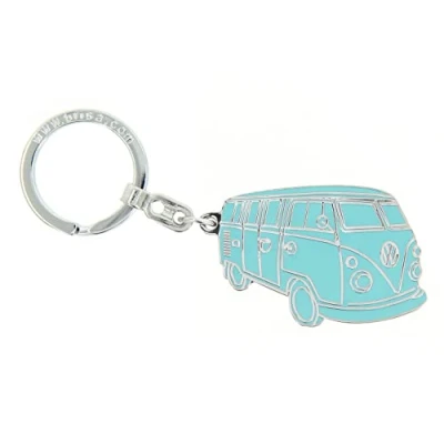 Abbildung von BRISA VW Collection Volkswagen Metall Schlüssel Anhänger Ring Schlüsselbund Accessoire Keyholder im T1 Bulli Bus Design (Silhouette/Türkis)