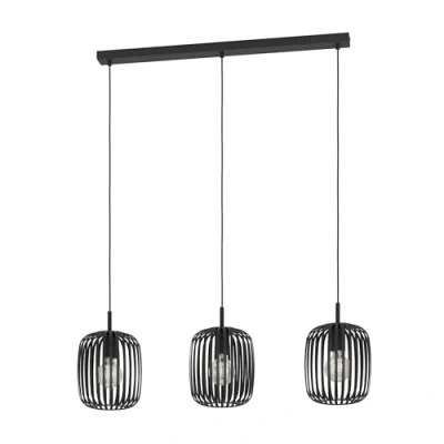Abbildung von EGLO Hängelampe Romazzina, Esstisch Pendelleuchte 3 flammig, Esszimmerlampe aus Metall in Schwarz, Hängeleuchte mit E27 Fassung
