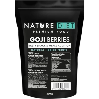 Abbildung von Nature Diet Goji Beeren 500 g Reich an Ballaststoffen &amp; Protein Vegan, Glutenfrei Laktosefrei Ohne Gentechnik Ideal für Snacks, Smoothies Backen