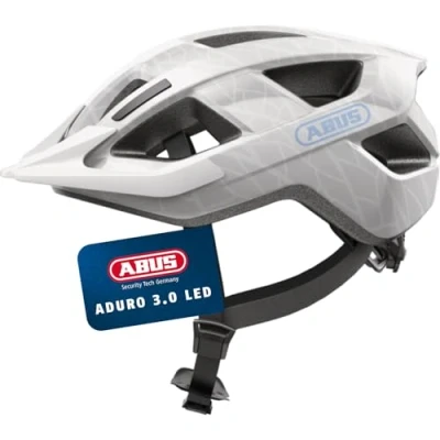 Abbildung von ABUS Fahrradhelm Aduro 3.0 LED Sportiver City Helm in stilvollem Design für alltägliche und sportliche Touren mit Rücklicht Damen Herren Größe M, Weiß
