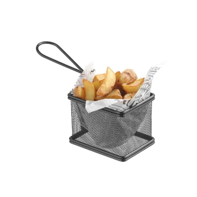 Abbildung von HENDI Servier Frittierkorb 9 x cm Edelstahl schwarz klein Gastro Pommes, Mini kaufen