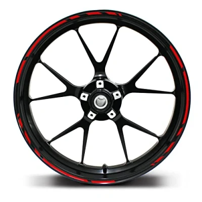 Abbildung von Felgenrandaufkleber Speed Design 12 Teilig Komplett Set Finest Folia passend für 17 Zoll &amp; 16&quot; 18&quot; 19&quot; Felgen Motorrad Auto Fahrrad MR002 (Neon Rot)
