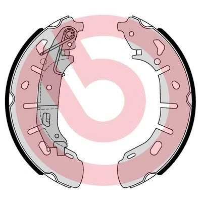 Abbildung von BREMBO S 59 531 Bremsbacken 254 57 mit Handbremshebel FIAT: Doblo II Estate, Box Body / OPEL: Combo D Estate
