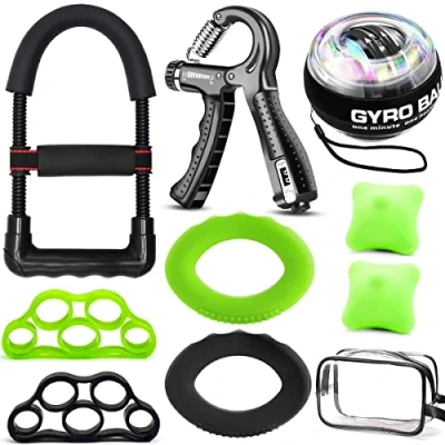 Abbildung von Handtrainer Unterarmtrainer Fingerhantel Unterarm training 10er Pack, Armtrainer, Lippenform hand Grip, Fingertrainer, Gyro Ball Handgelenk Trainer für Handkrafttraining Rehabilitation