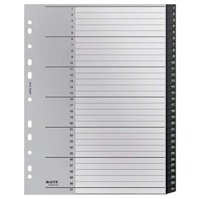 Abbildung von Leitz Register mit 31 Taben, 1 31, Extrabreit, Umweltfreundlich, CO2 kompensiert, Recycle Serie, Schwarz, 12180000