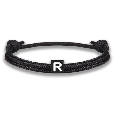 Abbildung von GD GOOD.designs Armband mit Buchstabe R zu Valentinstag Verstellbares Partnerarmband (14cm 25cm) schwarz geflochtenen Seil