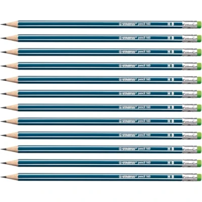 Abbildung von Bleistift mit Radierer STABILO pencil 160 in petrol 12er Pack Härtegrad HB