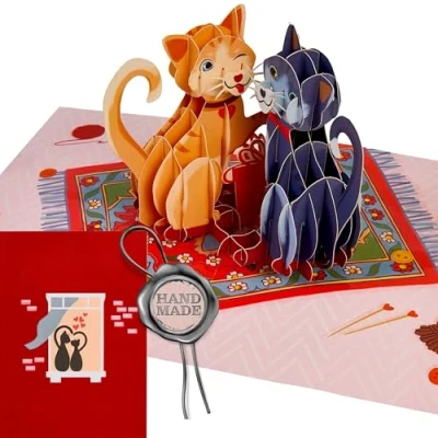 Abbildung von Liebessa Katzen Liebe 3D Pop UP Karte Schöne Grußkarte, Geschenkarte zum Geburtstag, Valentinstag, Jahrestag, Liebeserklärung, Verlobung, Love Cats