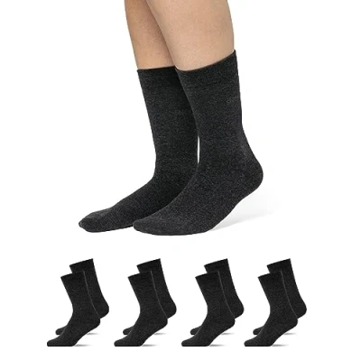 Abbildung von Snocks 4er Set Business Socken für Herren Herrensocken mit atmungsaktiver Baumwolle ohne drückende Naht Größe 39 42 Farbe Grau