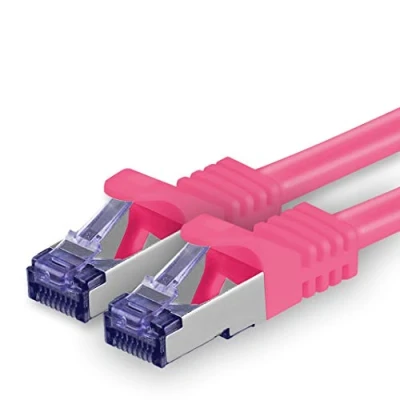 Abbildung von 1aTTack.de Cat.7 Netzwerkkabel 2m Magenta 1 Stück Cat7 Patchkabel (SFTP/PIMF/LSZH) Rohkabel 10 Gb/s mit Rj 45 Stecker Cat.6a x 2 Meter
