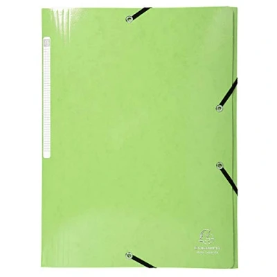 Abbildung von Exacompta 55823E Premium Einschlagmappe Iderama. Aus beschichteten Colorspan Karton DIN A4 mit 2 Gummizügen und 3 Klappen Limonengrün Sammelmappe Dokumentenmappe