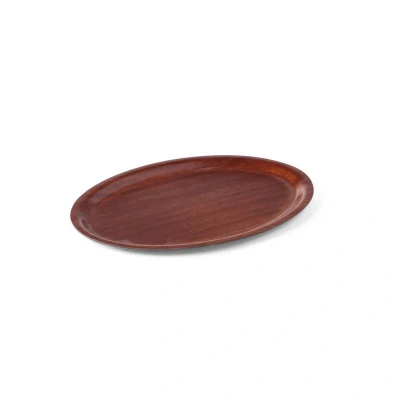 Abbildung von HENDI Serviertablett Woodform 20 x 26,5 cm oval Antirutsch Beschichtung holzverstärkt bruchfest mit Rand, Gastro Tablett kaufen