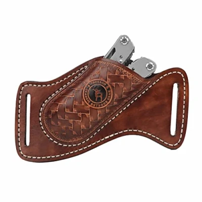Abbildung von TOURBON Handgefertigter Multitool Halter aus Leder, EDC, Taschenmesser, Organizer, Taschenlampe, Werkzeug, Holster für Gürtel