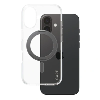 Abbildung von Apple iPhone 16 Hülle MagSafe Recycelter Kunststoff Hard Case/Backcover Handyhülle Schwarz Shockproof/Stoßfest mit Foto od. Logo