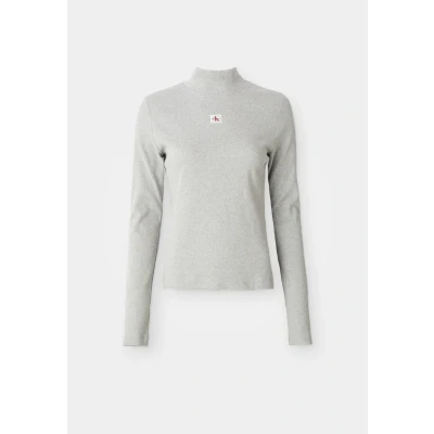 Abbildung von Calvin Klein Jeans Shirttop »LS WOVEN LABEL TURTLENECK«, Mit Rundhalsausschnitt, regular fit