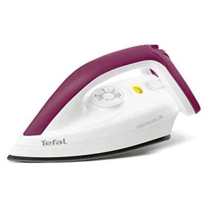 Abbildung von Tefal Trockenbügeleisen Easygliss, 1200W, Bügeleisen ohne Dampf, Durilium Bügelsohlen Technologie, Thermostat, Bereitschaftsleuchte, extralanges Netzkabel, weiß/dunkelrot, FS4030