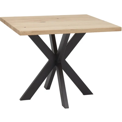 Abbildung von Stella Trading Micky Esstisch Massivholz Eiche Quadratischer Esszimmertisch mit sternförmigem Metallgestell für Ihr Esszimmer 100 x 76 cm (B/H/T)
