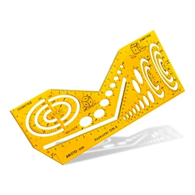 Abbildung von Aristo AR5086 Schablone Axokombi 1 (Zeichnen von räumlichen Darstellungen in dimetrischer und isometrischer Perspektive, Kunststoff) orange transparent