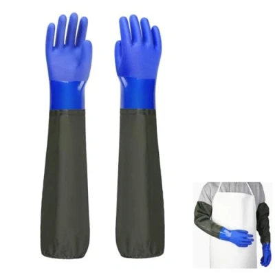 Abbildung von YIOIY Teichhandschuhe Lang Fischerhandschuhe Teichpflege Handschuhe &amp; Arbeitshandschuhe Wasserdicht, Extra Langarm Vollarmhandschuhe für Damen und Herren, 70cm (Blau Weiches Futter)