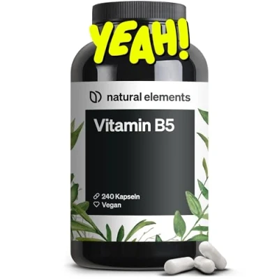 Abbildung von Vitamin B5 240 Kapseln hochdosierte 500 mg Pantothensäure vegan in Deutschland produziert &amp; laborgeprüft