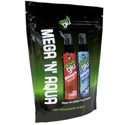Abbildung von gloveglu Men&#039;s MEGA + Aqua Bundle Bag Megagrip Aquagrip 120ml Bottle Improve Goalkeeper Glove Grip