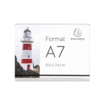 Abbildung von Exacompta 87058QD 10er Pack Prospekthalter DIN A7 Quer zum Aufstellen aus stoßfestem Acryl Tischaufsteller Flyerhalter glasklar
