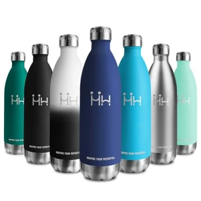 Abbildung von Thermoskanne 1L, Metall Thermosflasche Doppelwandig, Kohlensäure Geeignet, Edelstahl Trinkflasche BPA Frei, Isolierflasche für Camping, Kinder, Fitness, Sprudel, Sport, Reisen, Jungs, Mädchen