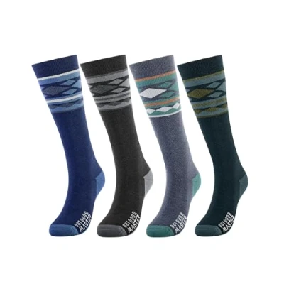 Abbildung von OutdoorMaster Unisex Merinowolle Skisocken für Damen &amp; Herren, Winter Snowboarding Atmungsaktive Socken Outdoor Sportarten mit OTC Design/Anti Rutsch Bündchen