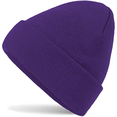 Abbildung von Hatsatar Unisex warme Beanie Strickmütze Wintermütze für Damen &amp; Herren Feinstrick Mütze doppelt gestrickt warm weich (Purple)