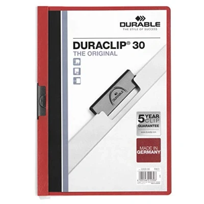Abbildung von Durable Klemm Mappe Duraclip Original 30 (für 1 Blatt A4), 25 Stück, rot, 220003