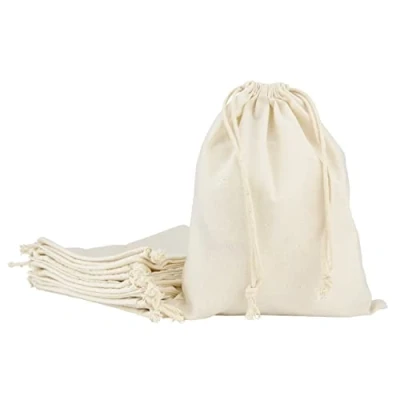 Abbildung von IDEA HOME Baumwolle Kleine Beutel mit Kordelzug 10 Stück Baumwollsäckchen 25 x 30 cm Geschenktüten Baumwoll Säckchen Klein Baumwollbeutel für Schmuck, Hochzeit, Weihnachten