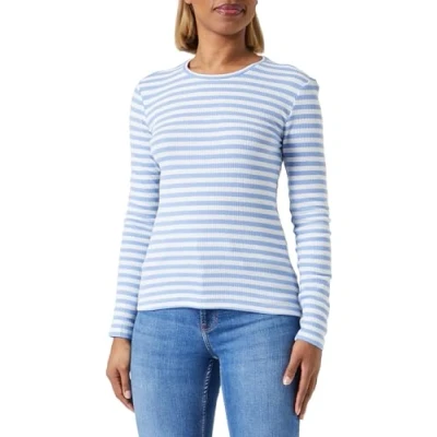 Abbildung von PIECES Damen Langarmshirt,Hydrangea/Stripes:Cloud Dancer,L