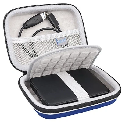 Abbildung von Lacdo Externe Festplattentasche Schutz Hülle für Seagate Game Drive PS4, Expansion, Portable Drive, WD Elements My Passport 2,5&quot; HDD 1TB 2TB 3TB 4TB 5TB Stoßfest Tragbar Case, Blau