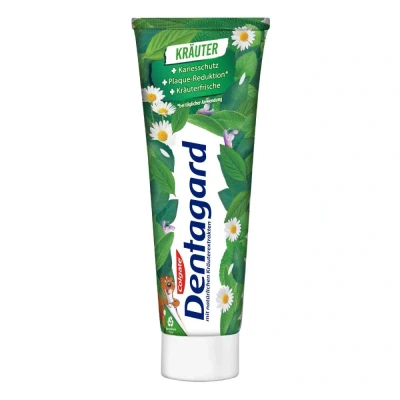 Abbildung von Dentagard Zahnpasta Original 75 ml Zahnreinigung beseitigt Plaque, stärkt das Zahnfleisch und bekämpft Karies erfrischender Geschmack mit Naturkräuter Extrakten