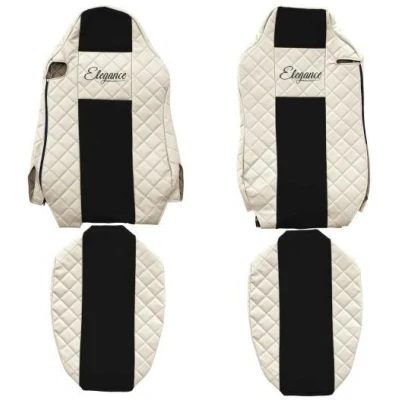 Abbildung von F CORE Elegance FX18 CHAMP Sitzschonbezug elfenbeinweiß Mit Motiv Eco Leder vorne