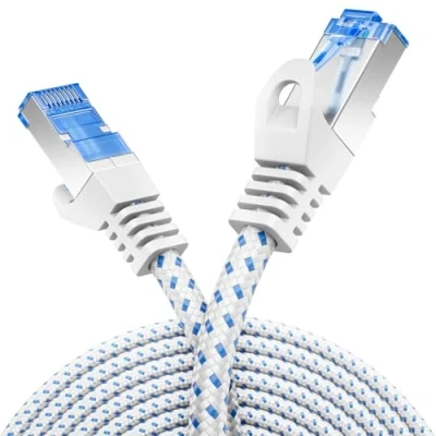 Abbildung von deleyCON 3,0m CAT 8.1 Patchkabel (40 Gbps, 2000 MHz, Gigabit, Kupfer) LAN Kabel Ethernet RJ45 Netzwerkkabel S/FTP PIMF CAT8 Weiß