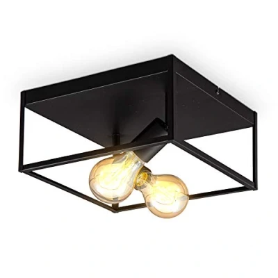 Abbildung von B.K.Licht Deckenlampe schwenkbar, E27 Fassung, max. 60 Watt, Vintage, Deckenleuchte, Lampe, Wohnzimmerlampe, Schlafzimmerlampe, Küchenlampe, Retro, Deckenstrahler, Wandlampe, 29x29x14 cm, Schwarz