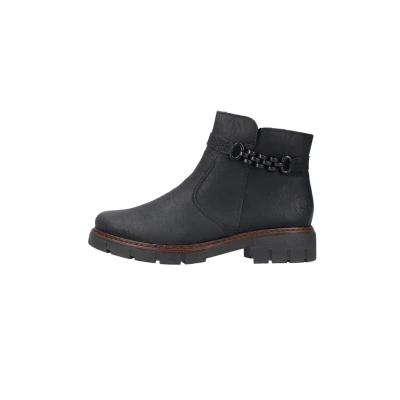 Abbildung von Rieker Damen Ankle Boots Z3566, Frauen Stiefeletten,uebergangsschuhe,uebergangsstiefel,flach,Stiefel,Bootee,Booties,schwarz (00),38 EU / 5 UK