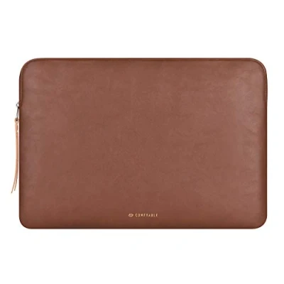 Abbildung von Comfyable Laptophülle aus Leder Kompatibel mit 16 Zoll MacBook Pro M4 M3 M2 Pro/Max 2023 &amp; M1 2021 2019 15 Air A2941 Zero Movement + Wasserabweisend, Braun