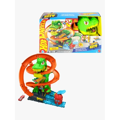 Abbildung von Hot Wheels City T Rex Feuerwache Autorennbahn