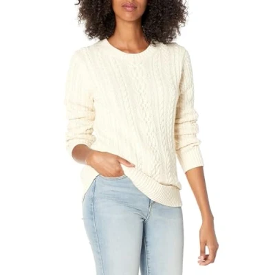 Abbildung von Amazon Essentials Damen Fisherman Cable Langarm Pullover mit Rundhalsausschnitt (in Übergröße erhältlich), Creme, XS