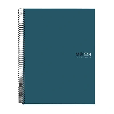 Abbildung von Miquelrius Notizbuch A4 (210 x 297 mm), Notebook The Original Colours, 120 Blatt 90 g/m² und 4 Farbstreifen, Raster 5 mm, Loch Stanzung, Hardcover, Farbe Ozean