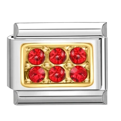 Abbildung von Quiges 9mm Italian Style Charm Modul Edelstahl Zirkonia Rot für Italienische Armbänder