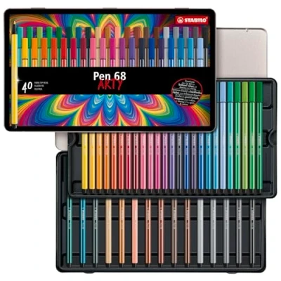 Abbildung von Premium Filzstift STABILO Pen 68 ARTY 40er Metalletui mit 40 verschiedenen Farben