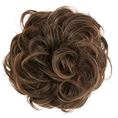 Abbildung von CAISHA Scrunchie Haarteil Haargummi Dutt Haarverdichtung Groß Emilia Gewellt Unordentlich DM15cm Braun Mix G23E
