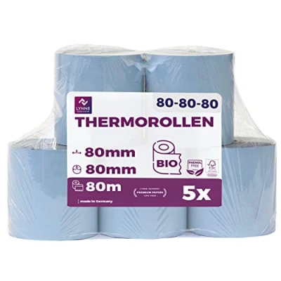 Abbildung von Phenolfreie ÖKO Thermorollen/Bonrollen/Kassenrollen / 80mm x 80m 12mm (80x80x12) für alle gängigen Thermopapier Kassen Bondrucker