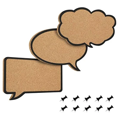 Abbildung von Navaris 3X Kork Pinnwand Korkwand Set Pinboard Korkplatte Tafel Pinwand versch. Sprechblase Wolke Designs Korktafel Memo Wand inkl. 10 Pins