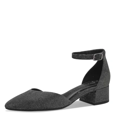 Abbildung von MARCO TOZZI Damen Pumps mit Riemen Glitzer Vegan, Schwarz (Black Metallic), 39 EU