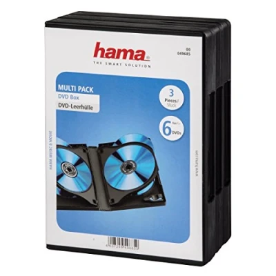 Abbildung von Hama DVD Hüllen für 6 DVDs (Auch passend CDs und Blu rays, Mit Folie zum Einstecken des Covers) 3er Pack, schwarz