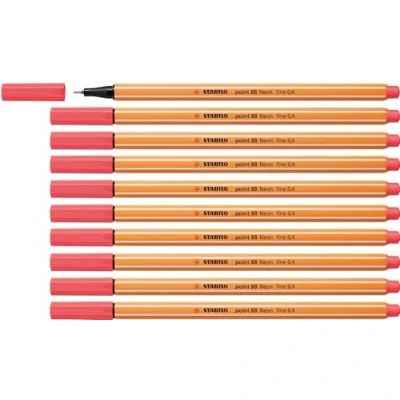 Abbildung von Fineliner STABILO point 88 10er Pack Neonfarbe, leuchtfarbenrot